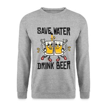 Save water Drink beer - Unisex Sweatshirt - salt & pepper - Front - Alina (178cm) & Michal (187cm)
