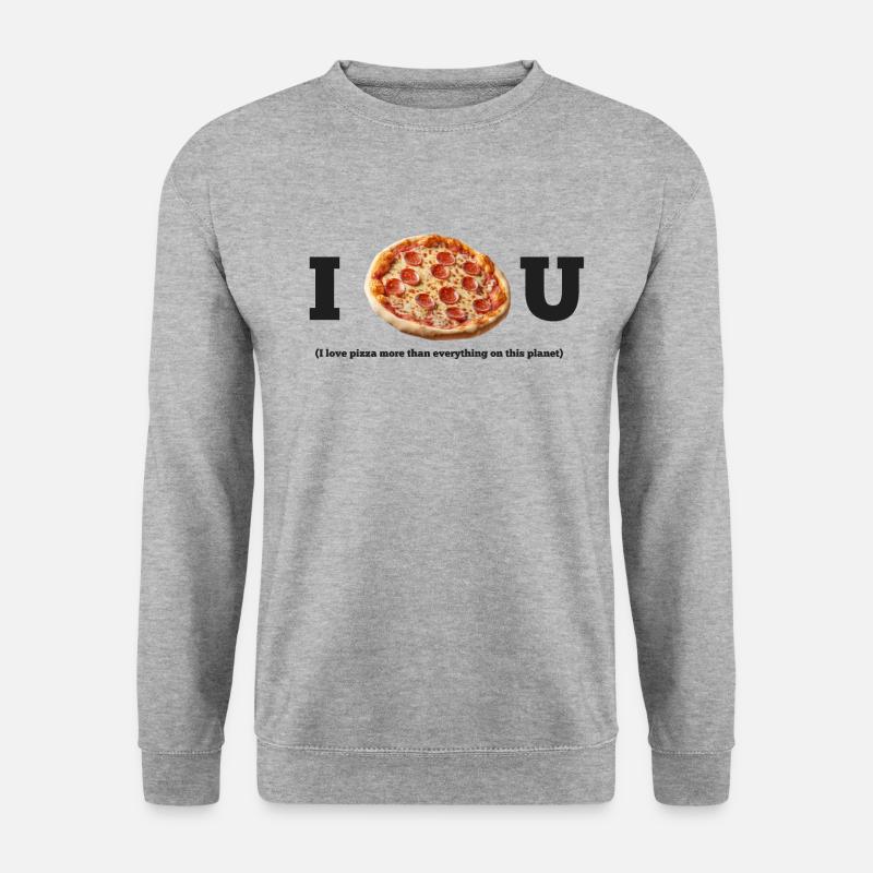 I love pizza - Unisex Pullover - Weißgrau meliert