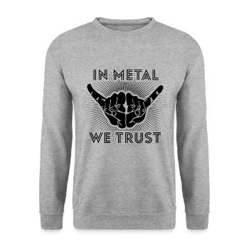 En métal nous faisons confiance - Sweat-shirt Unisexe - gris chiné - Devant - Alina (178cm) & Michal (187cm)