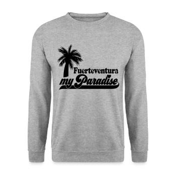 | changeable de couleur Fuerteventura mon paradis - Sweat-shirt Unisexe - gris chiné - Devant - Alina (178cm) & Michal (187cm)