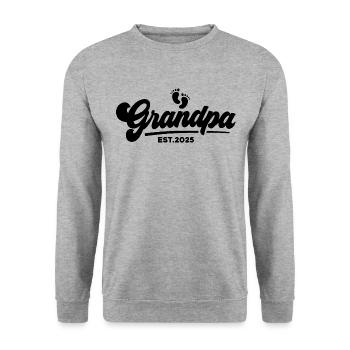Opa 2025 - Unisex Pullover - Weißgrau meliert - Vorne - Alina (178cm) & Michal (187cm)