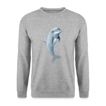 Delphin Delfin Säugetier Ozean Meer Shirt Geschenk - Unisex Pullover - Weißgrau meliert - Vorne - Alina (178cm) & Michal (187cm)
