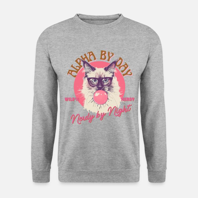 Ragdoll Katze Brille Kaugummi - Unisex Pullover - Weißgrau meliert