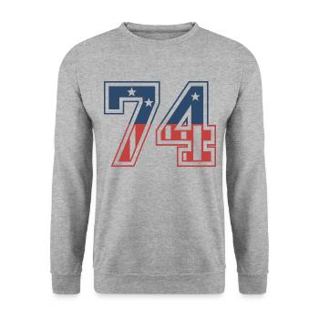 Numéro 74 États-Unis - Sweat-shirt Unisexe - gris chiné - Devant - Alina (178cm) & Michal (187cm)