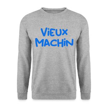 Papa Mon Vieux machin A moi Humour Homme - Sweat-shirt Unisexe - gris chiné - Devant - Alina (178cm) & Michal (187cm)