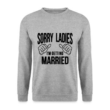 T-shirt de célibataire - Marié - Idée cadeau - Sweat-shirt Unisexe - gris chiné - Devant - Alina (178cm) & Michal (187cm)