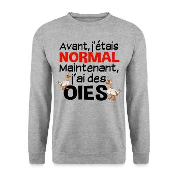Oie Oiseau Aquatique Canard Coin-Coin Volaille - Sweat-shirt Unisexe - gris chiné - Devant - Alina (178cm) & Michal (187cm)