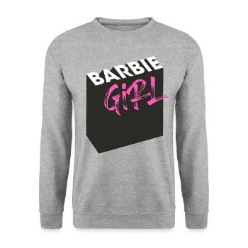 Barbie Girl Schriftzug - Unisex Pullover - Weißgrau meliert - Vorne - Alina (178cm) & Michal (187cm)