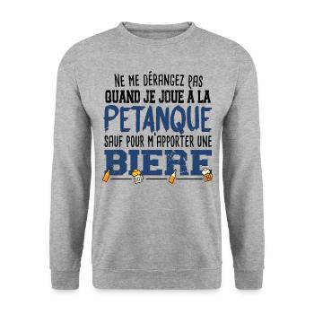 Pétanque Bière Boule Marseille Sud France Cadeau - Sweat-shirt Unisexe - gris chiné - Devant - Alina (178cm) & Michal (187cm)