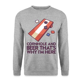 Jeu de Cornhole Tenue de trou de maïs avec Cornhole - Sweat-shirt Unisexe - gris chiné - Devant - Alina (178cm) & Michal (187cm)