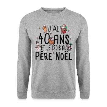 40 Ans Anniversaire Cadeau Père Noël Humour - Sweat-shirt Unisexe - gris chiné - Devant - Alina (178cm) & Michal (187cm)
