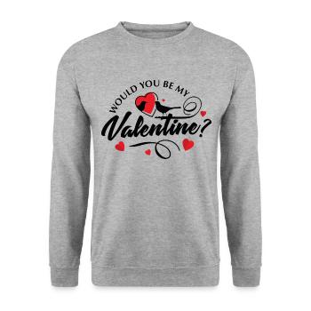 Willst du mein Valentinstag sein? Liebe zum Valentinstag - Unisex Pullover - Weißgrau meliert - Vorne - Alina (178cm) & Michal (187cm)