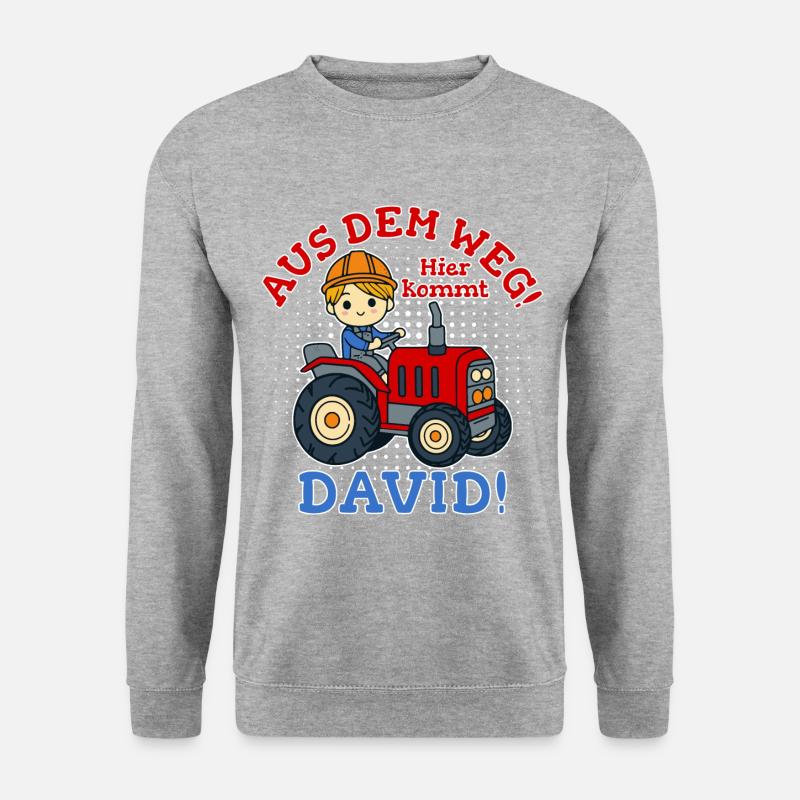 David Name Tractor - Unisex Sweatshirt - salt & pepper
