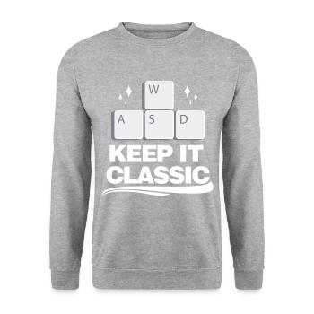 Retro Zocker Sprüche Gaming Geschenk - Unisex Pullover - Weißgrau meliert - Vorne - Alina (178cm) & Michal (187cm)