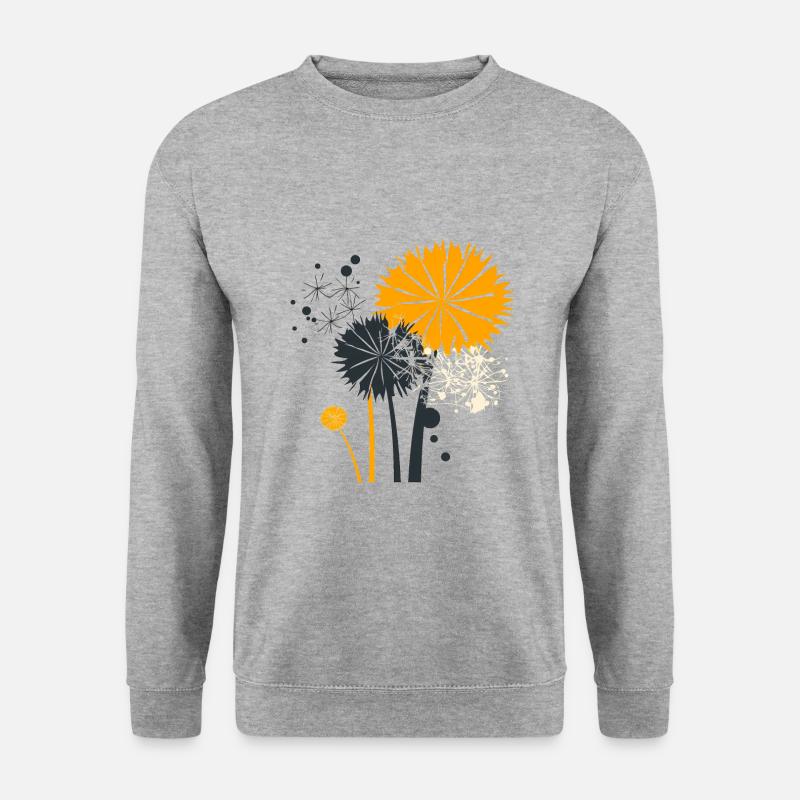 Schönes Löwenzahn, Pusteblumen Motiv - abstrakt - Unisex Pullover - Weißgrau meliert