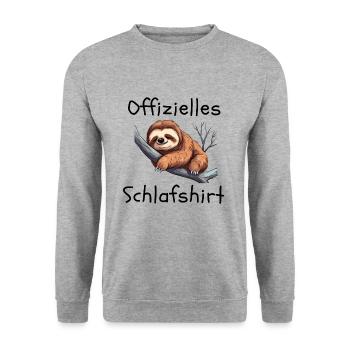 Offizielles Schlafshirt mit süßem Faultier - Unisex Pullover - Weißgrau meliert - Vorne - Alina (178cm) & Michal (187cm)