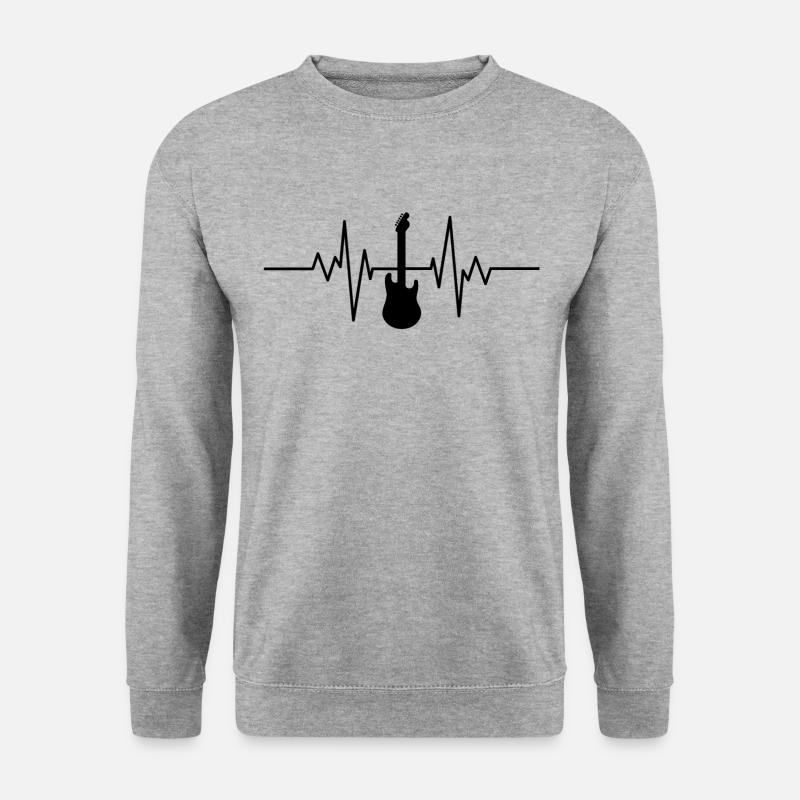 T-Shirt Gitarre Musik Geschenk Gitarrist - Unisex Pullover - Weißgrau meliert