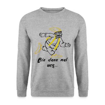 Zwerg comic - Unisex Pullover - Weißgrau meliert - Vorne - Alina (178cm) & Michal (187cm)