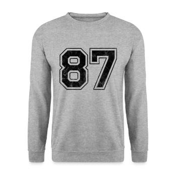 Number 87 - Unisex Sweatshirt - salt & pepper - Front - Alina (178cm) & Michal (187cm)
