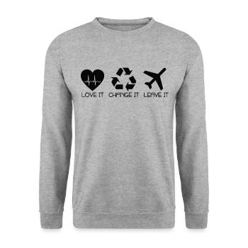 love it change it or leave it - für Entscheider - Unisex Pullover - Weißgrau meliert - Vorne - Alina (178cm) & Michal (187cm)
