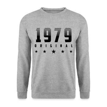 Color changeable | Original 1979 Year of birth - Unisex Sweatshirt - salt & pepper - Front - Alina (178cm) & Michal (187cm)