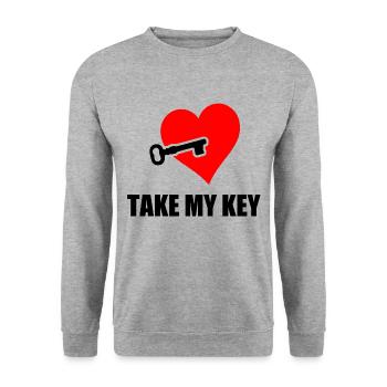 PRENDRE MA CLE - Sweat-shirt Unisexe - gris chiné - Devant - Alina (178cm) & Michal (187cm)