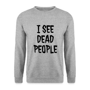 I SEE DEAD PEOPLE - Unisex Pullover - Weißgrau meliert - Vorne - Alina (178cm) & Michal (187cm)