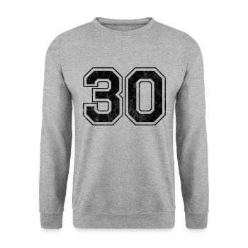 Number 30 - Unisex Sweatshirt - salt & pepper - Front - Alina (178cm) & Michal (187cm)