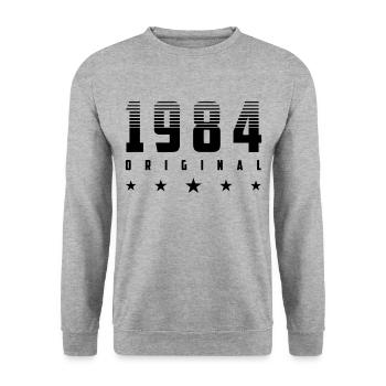 Original 1984 Année de naissance | | changeable de couleur - Sweat-shirt Unisexe - gris chiné - Devant - Alina (178cm) & Michal (187cm)