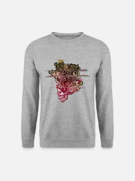 Tête de crâne soufflé Glitch - Sweat-shirt Unisexe - gris chiné