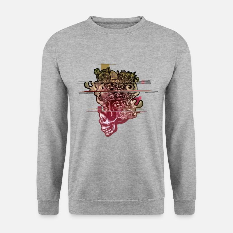Tête de crâne soufflé Glitch - Sweat-shirt Unisexe - gris chiné