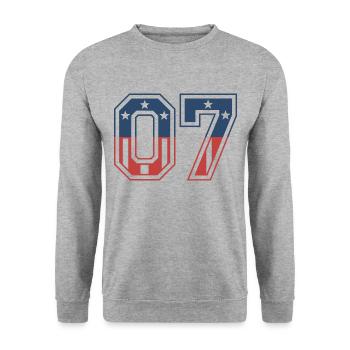 Anzahl 07 USA - Unisex Pullover - Weißgrau meliert - Vorne - Alina (178cm) & Michal (187cm)