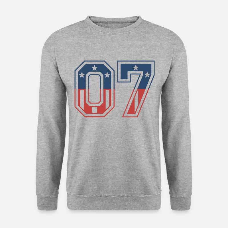 Anzahl 07 USA - Unisex Pullover - Weißgrau meliert