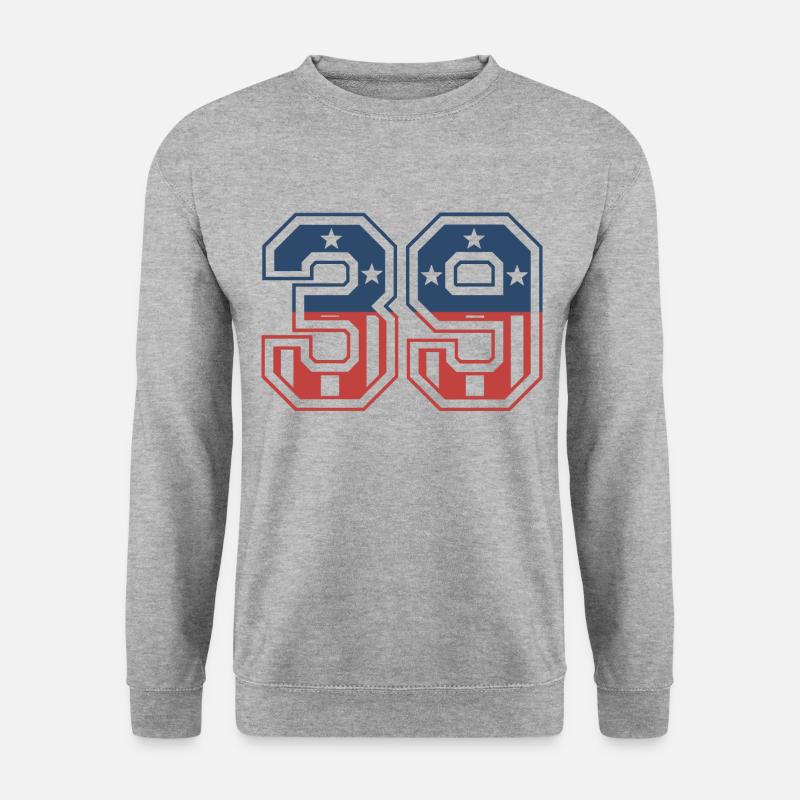 Nummer 39 USA - Unisex Pullover - Weißgrau meliert