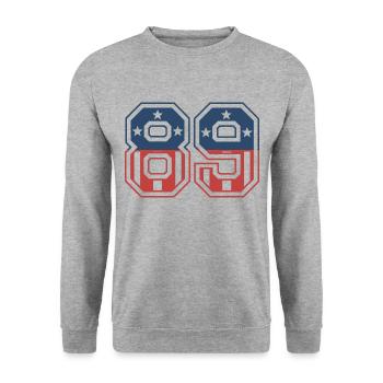 Numéro 89 États-Unis - Sweat-shirt Unisexe - gris chiné - Devant - Alina (178cm) & Michal (187cm)