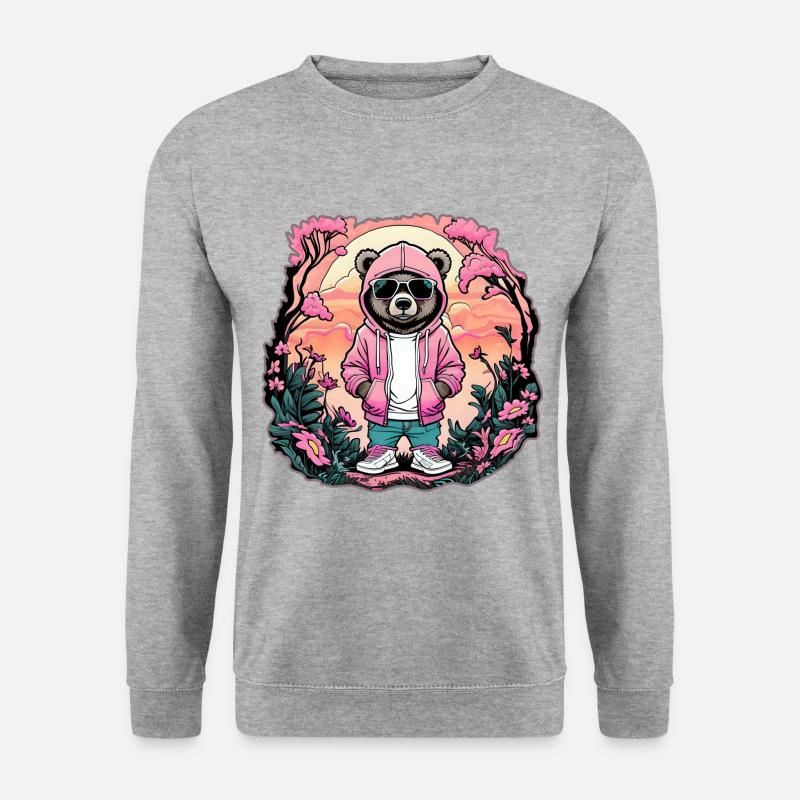 Rapper Bär 🐻 - Unisex Pullover - Weißgrau meliert