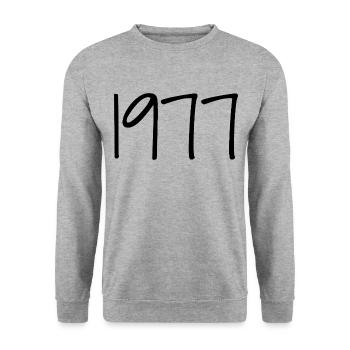 1977 Rétro Style 1977 Anniversaire 1977 Millésime - Sweat-shirt Unisexe - gris chiné - Devant - Alina (178cm) & Michal (187cm)