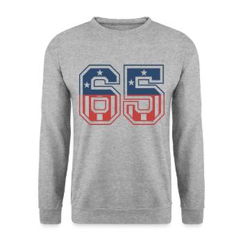 Number 65 USA - Unisex Sweatshirt - salt & pepper - Front - Alina (178cm) & Michal (187cm)