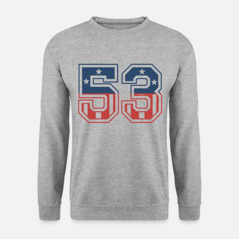 Nummer 53 USA - Unisex Pullover - Weißgrau meliert
