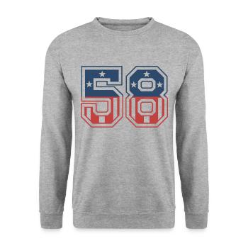 Number 58 USA - Unisex Sweatshirt - salt & pepper - Front - Alina (178cm) & Michal (187cm)