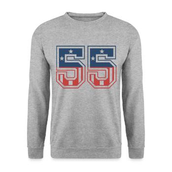 Number 55 USA - Unisex Sweatshirt - salt & pepper - Front - Alina (178cm) & Michal (187cm)