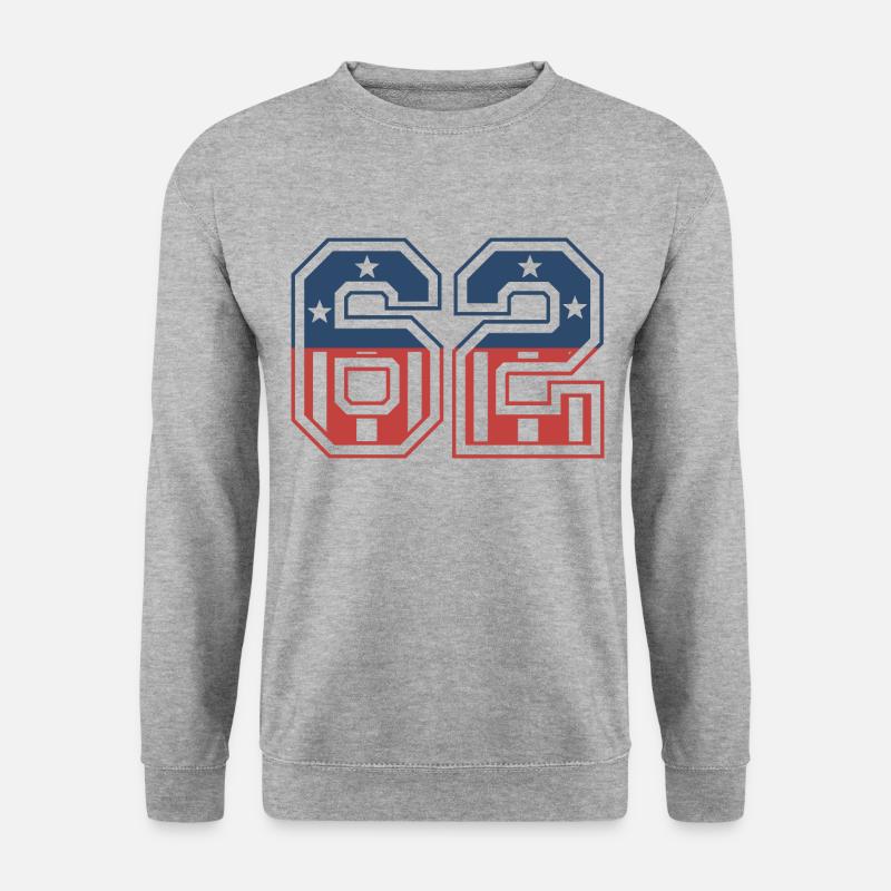 Nummer 62 USA - Unisex Pullover - Weißgrau meliert