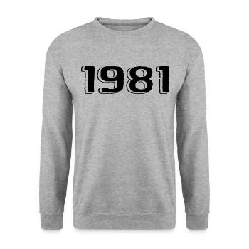 Jahrgang 1981 geboren Geburtstag Retro 1981 - Unisex Pullover - Weißgrau meliert - Vorne - Alina (178cm) & Michal (187cm)