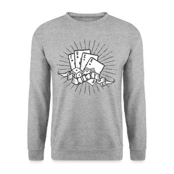 Lucky Fuck Gift Funny Shirt Tattoo Style - Unisex Sweatshirt - salt & pepper - Front - Alina (178cm) & Michal (187cm)
