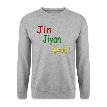 Jin Jiyan Azadi - Sweat-shirt Unisexe - gris chiné - Devant - Alina (178cm) & Michal (187cm)