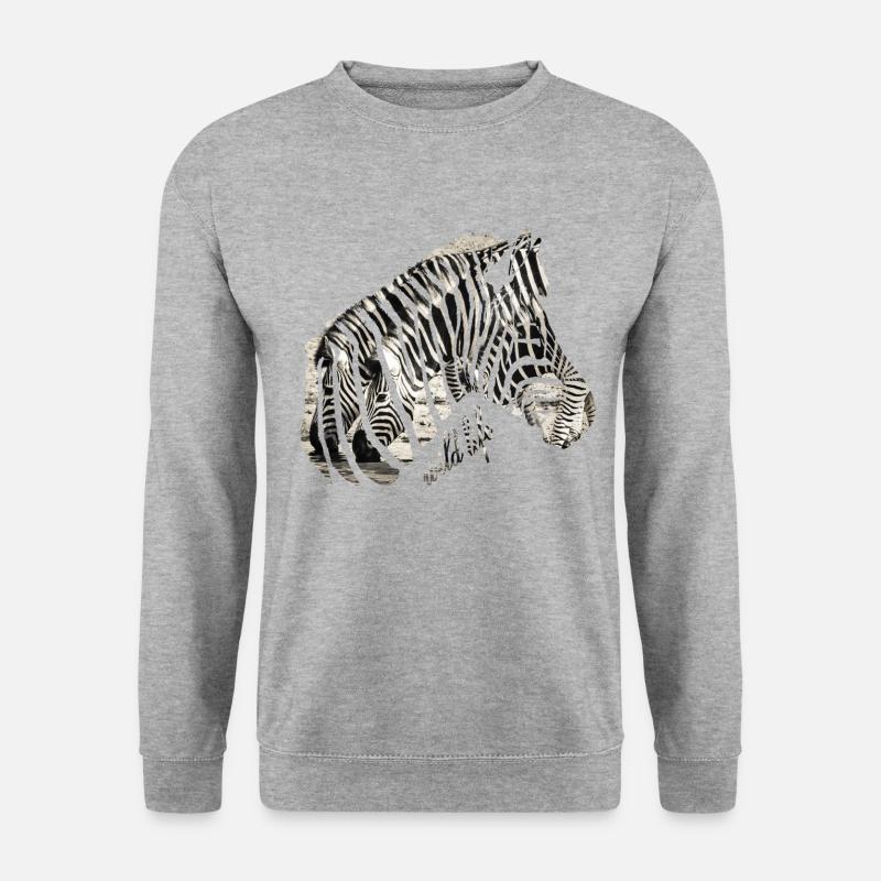 Zebra Herde Wildlife - Unisex Pullover - Weißgrau meliert