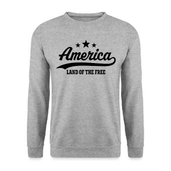 Amerika Land der Freiheit - Unisex Pullover - Weißgrau meliert - Vorne - Alina (178cm) & Michal (187cm)