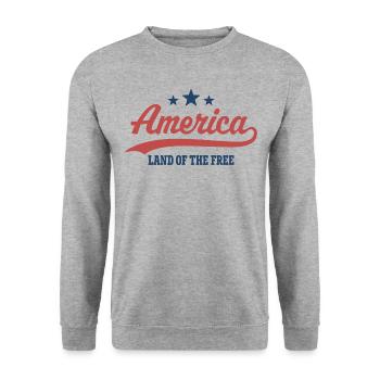 Amerika Land der Freiheit - Unisex Pullover - Weißgrau meliert - Vorne - Alina (178cm) & Michal (187cm)