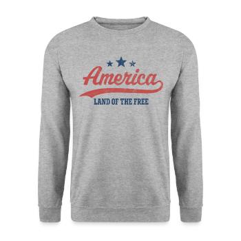 Amerika Land der Freiheit - Unisex Pullover - Weißgrau meliert - Vorne - Alina (178cm) & Michal (187cm)