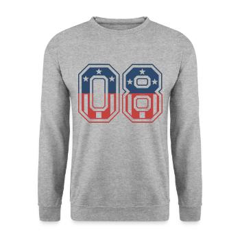 Anzahl 08 USA - Unisex Pullover - Weißgrau meliert - Vorne - Alina (178cm) & Michal (187cm)